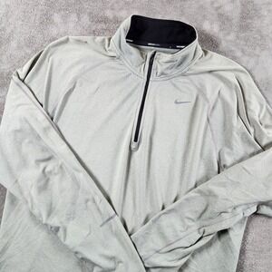 Nike Dri-Fit Running Half Zip Long Sleeve Pullover Mens L Gray Athletic